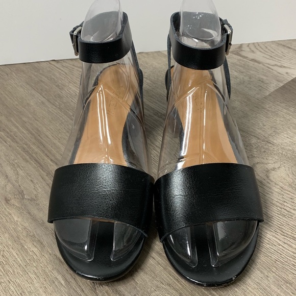 J . Crew Wooden Platform Black Leather Sandals 6 - Picture 3 of 8